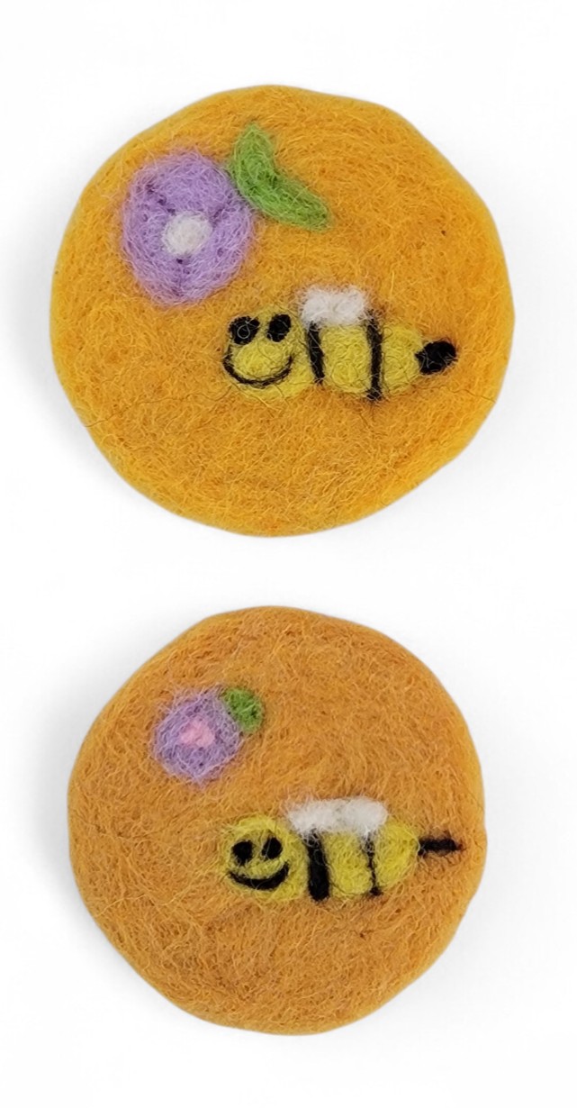 Wool Car Coasters-Bee