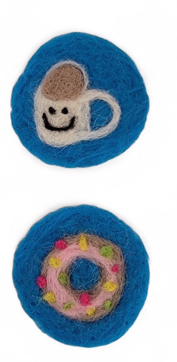 Wool Car Coasters-Coffee Donut
