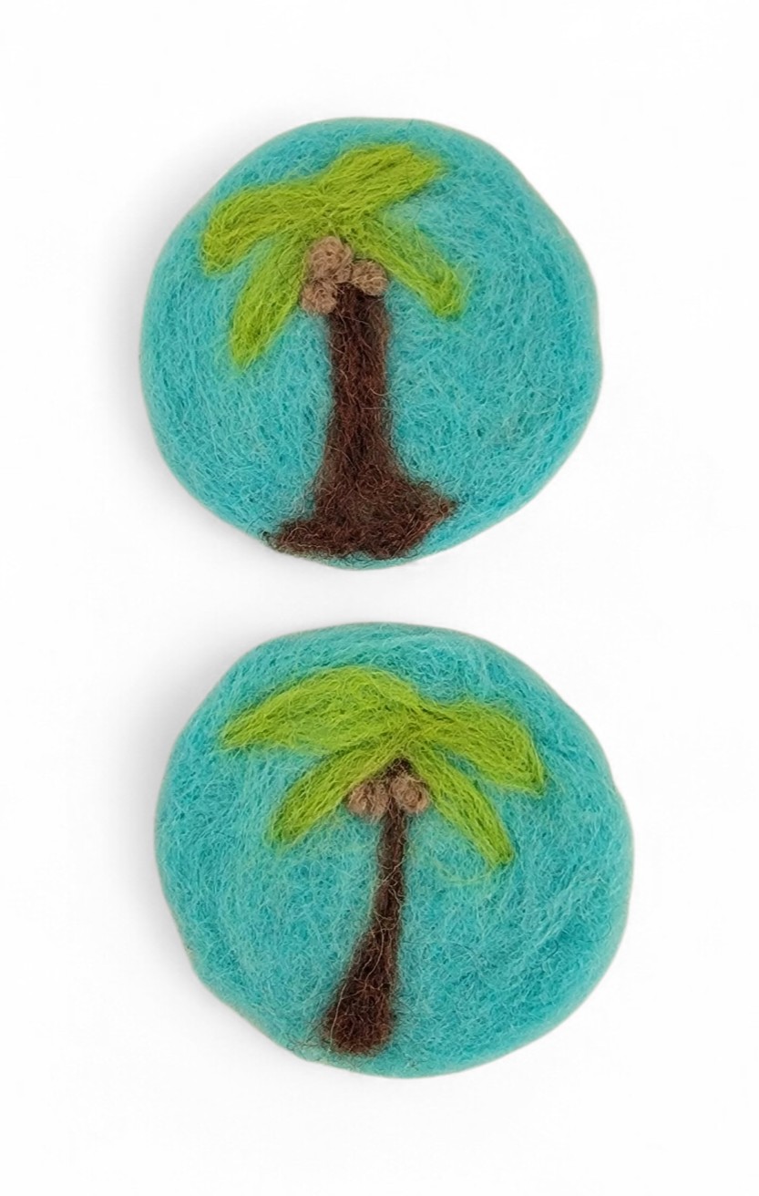 Wool Car Coasters-Palm Tree